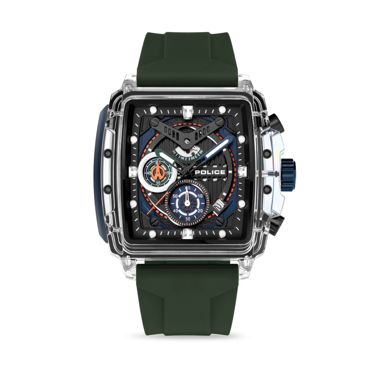 Police Herren Armbanduhr Analog Chronograph Grün Schwarz 44mm Herrenuhr Armbänder Uhren Herrenuhr Lederuhr Herrenuhr Lederarmband
