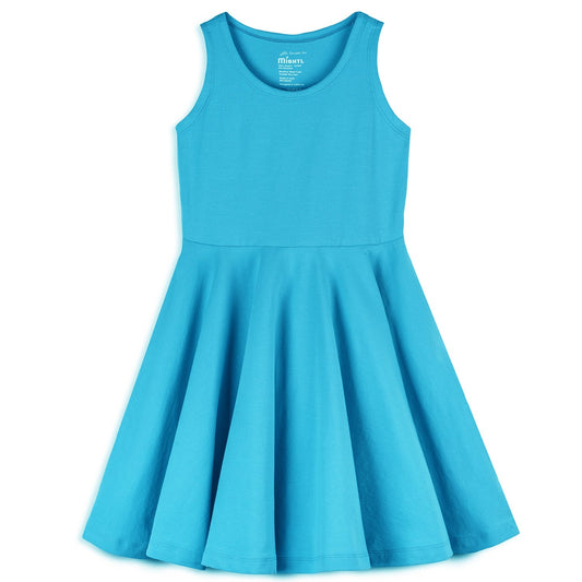 Kids Organic Cotton Sleeveless Twirl Dress - Solids | Color: Turquoise | size: 2T