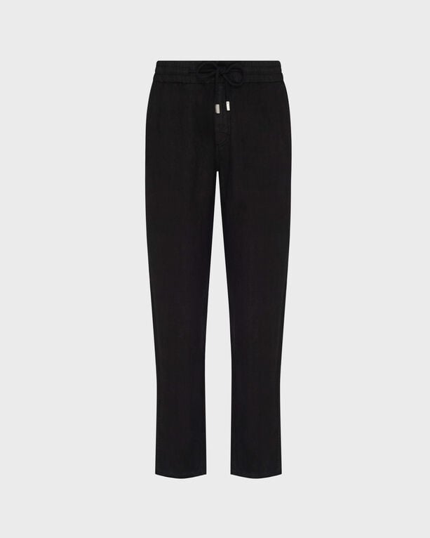 Vilebrequin - Men Linen Pants Regular Fit Solid - Pant - Parc - Black - Size XXXL