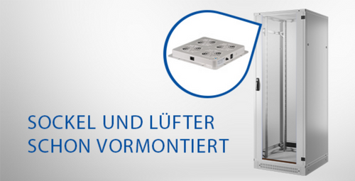 19" Netzwerkschrank-Set PRO 42HE, 800x800 mm, RAL7035, 2f. Lüfter, Netzltg. +Sockel