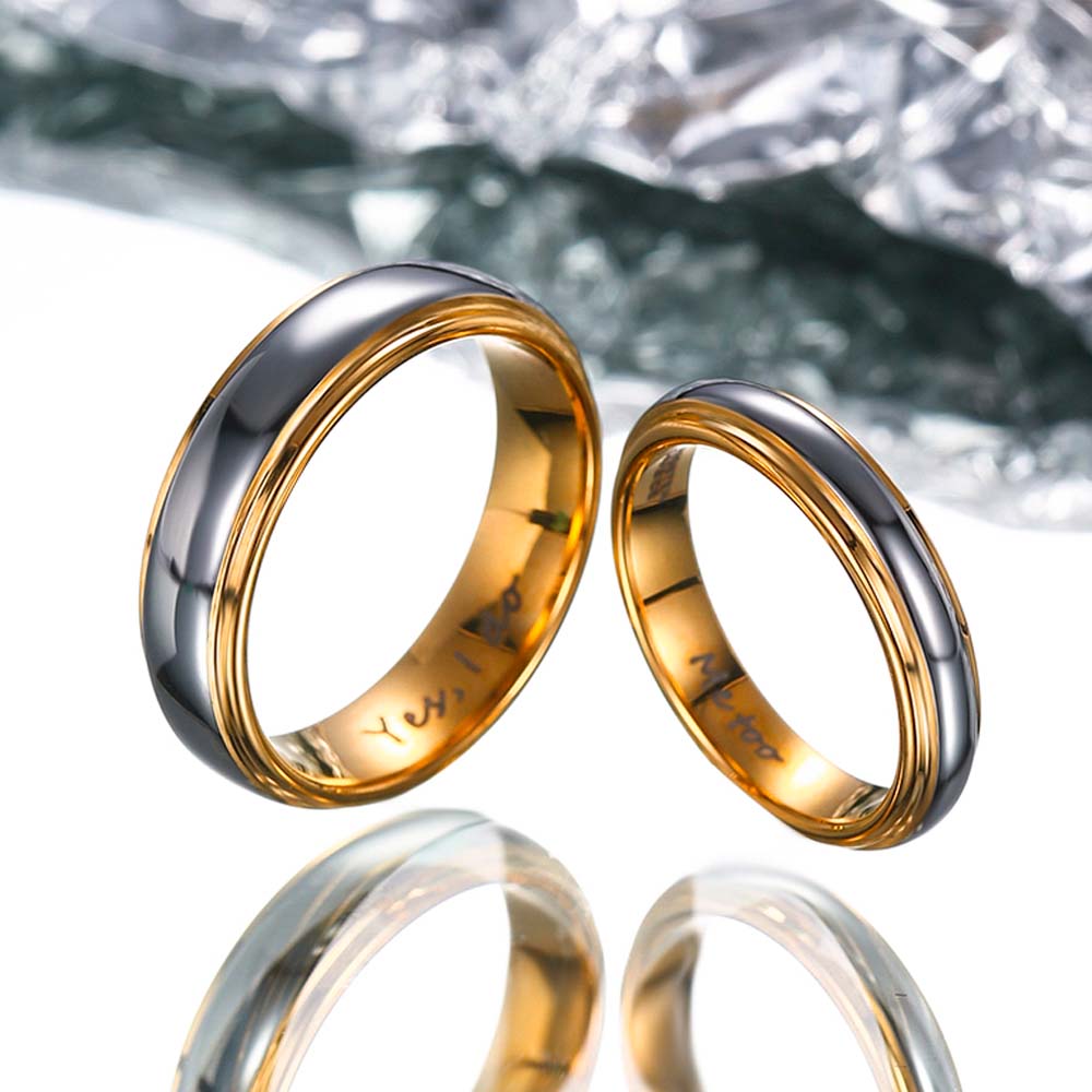 【Paar】Schlichter Vergoldeter Wolfram Ring - Versprechen