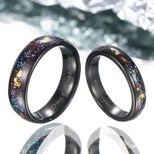 【Paar】Wolfram Ring mit Gold Blatt und Sandstein - Künstlerische Inspiration