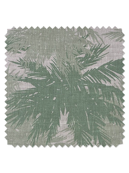 'Palm Shuffle' Flax Linen Fabric by Wallshoppe - Green - FLAX LINEN / YARD