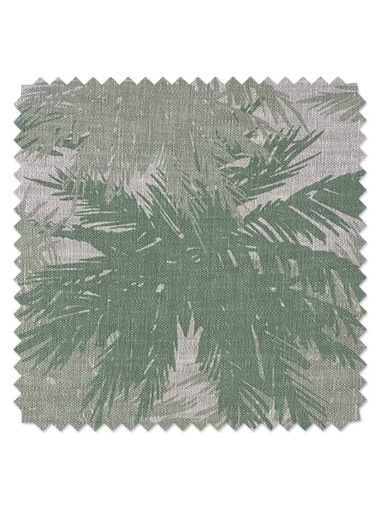 'Palm Shuffle' Flax Linen Fabric by Wallshoppe - Green - FLAX LINEN / YARD