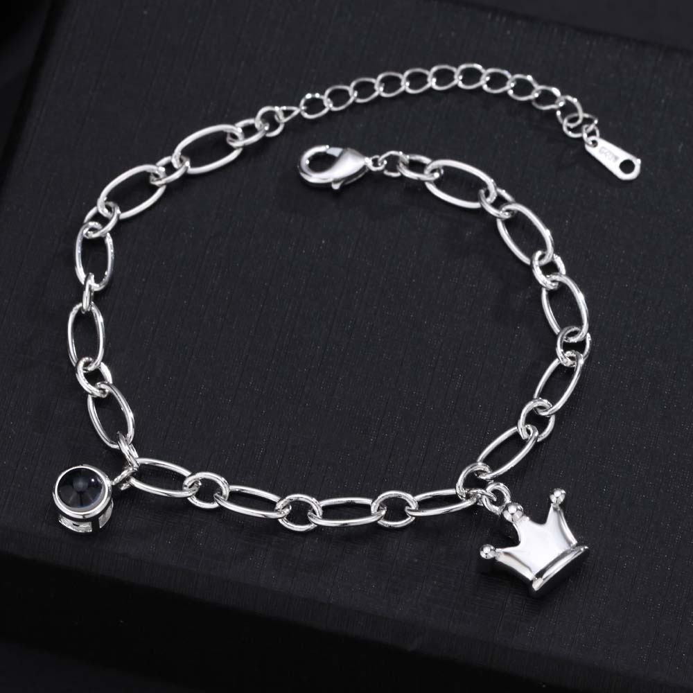 Personalisierte Bild Armband mit Krone Anhänger