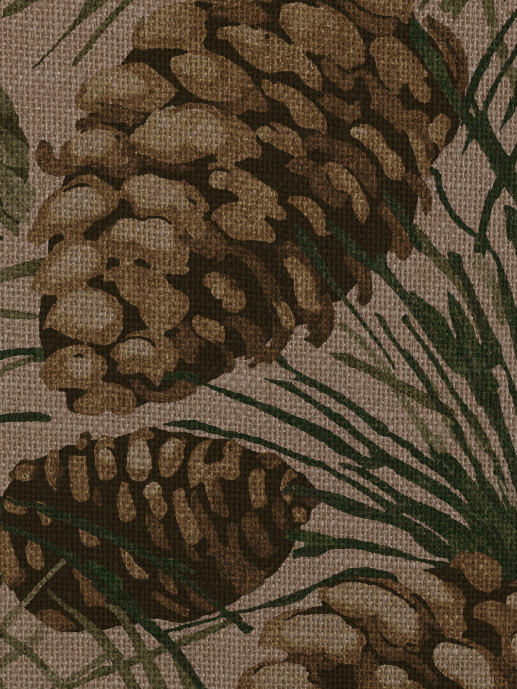 'Pinecones' Burlap Wallpaper by Nathan Turner - Cream - Burlap Roll - Sample