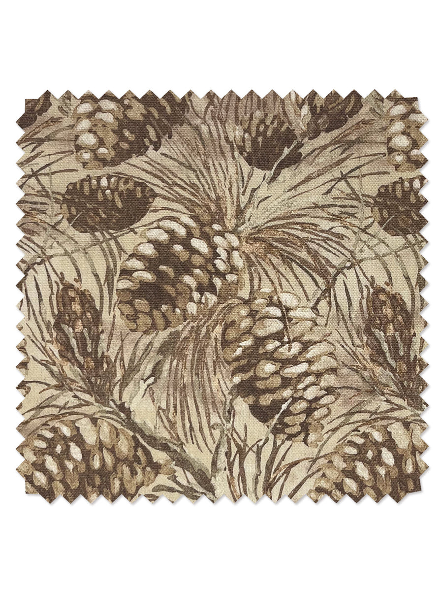 Pinecones' Linen Fabric by Nathan Turner - Beige - LINEN / YARD