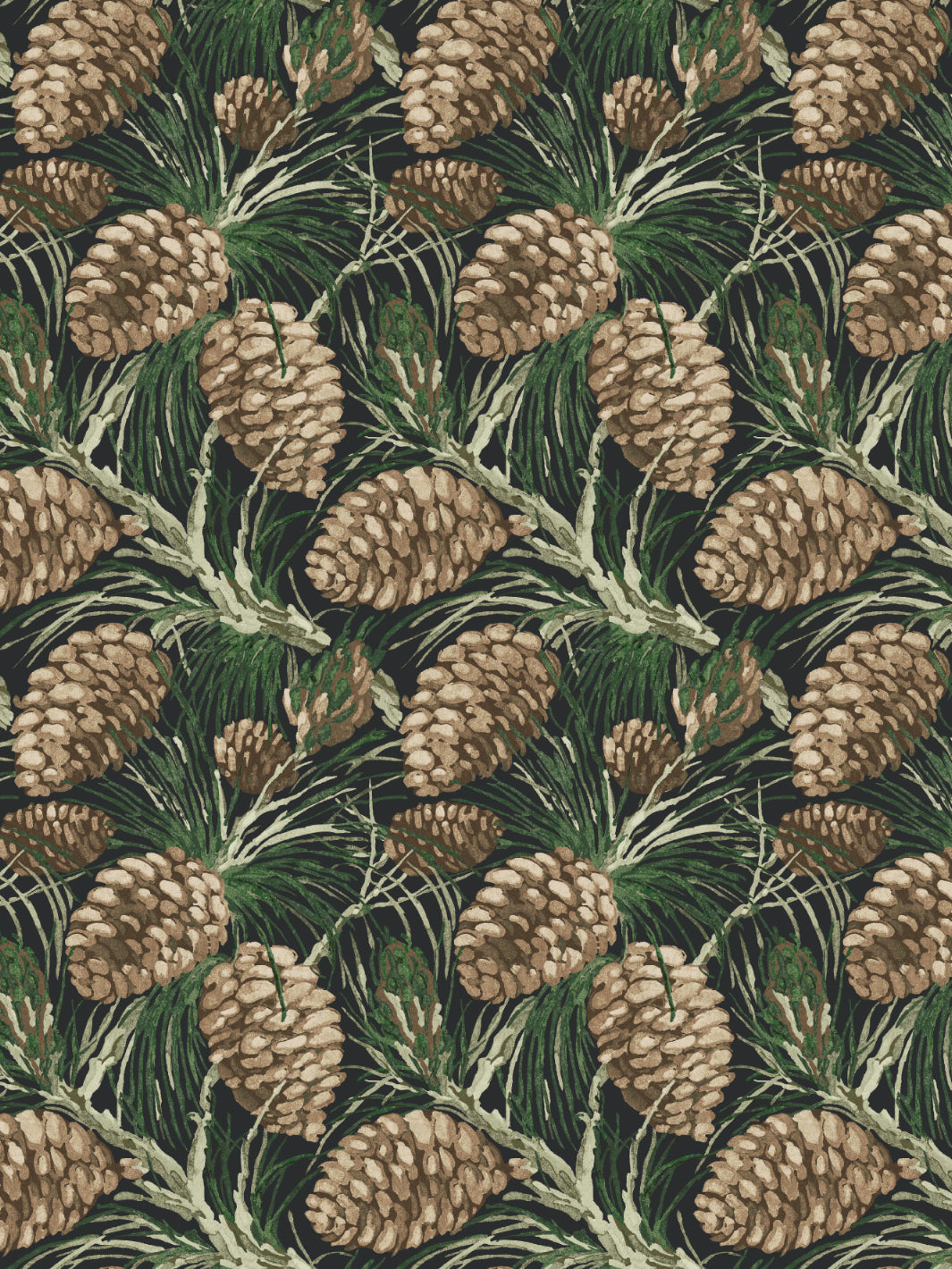 'Pinecones' Wallpaper by Nathan Turner - Charcoal - Removable / 26 in. x 4.5 ft.