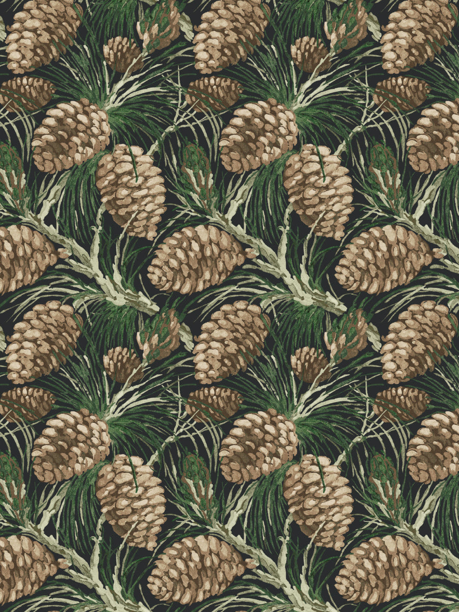 'Pinecones' Wallpaper by Nathan Turner - Charcoal - Removable / 26 in. x 4.5 ft.