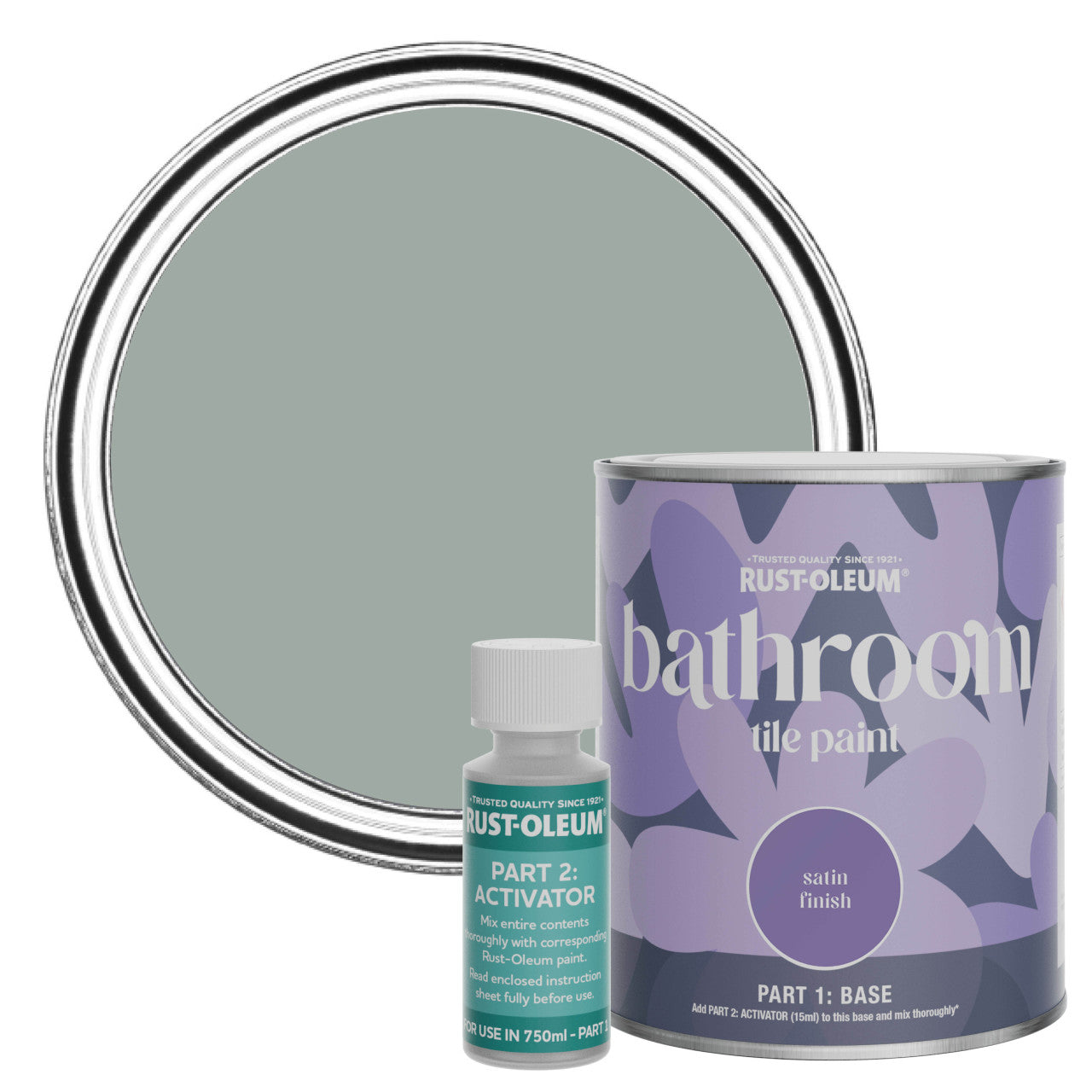 Rust-Oleum Grey Satin Bathroom Tile Paint - Pitch Grey 750ml