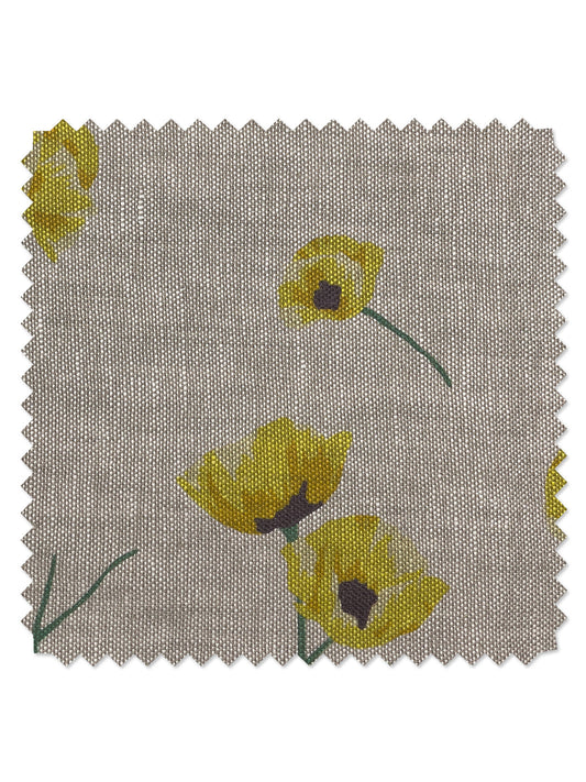 'Poppy' Flax Linen Fabric by Nathan Turner - Yellow - FLAX LINEN / SAMPLE