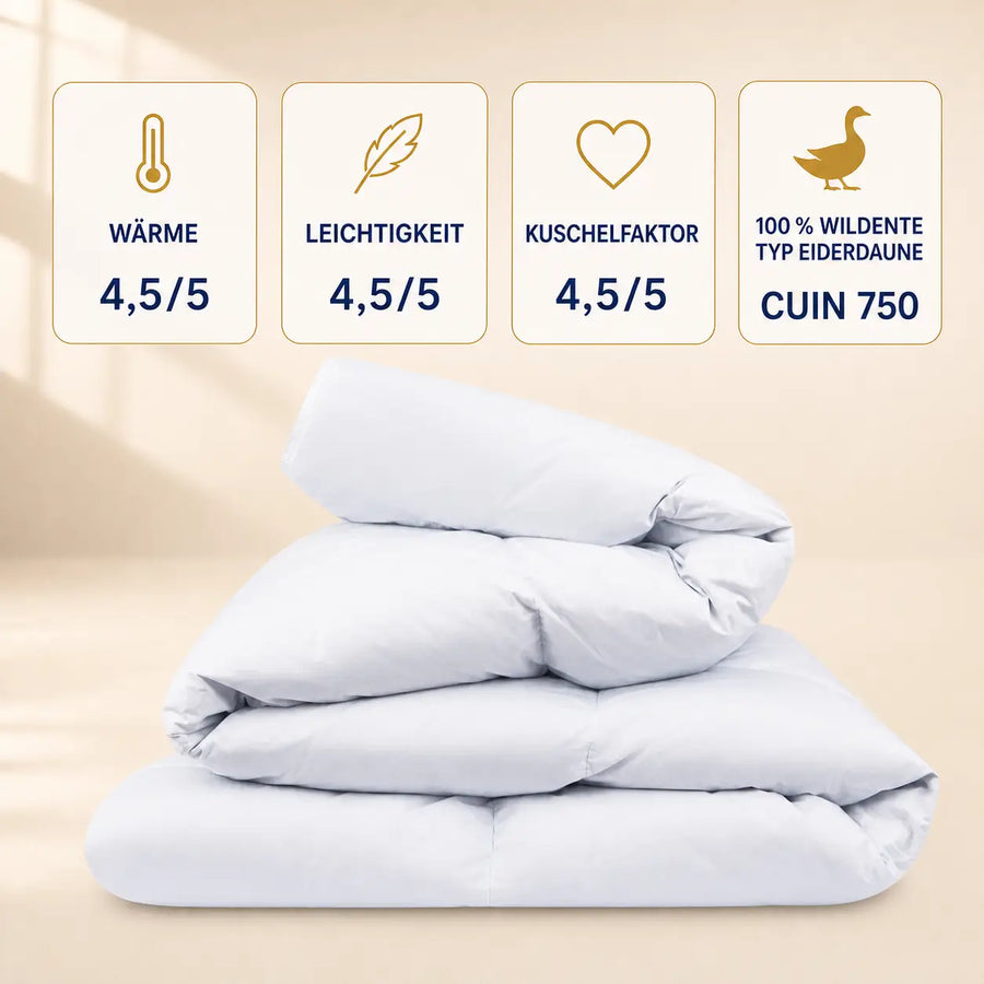 Premium Daunendecke Wildentendaune Typ Eiderdaune - 135x200 cm / Sommerdecke