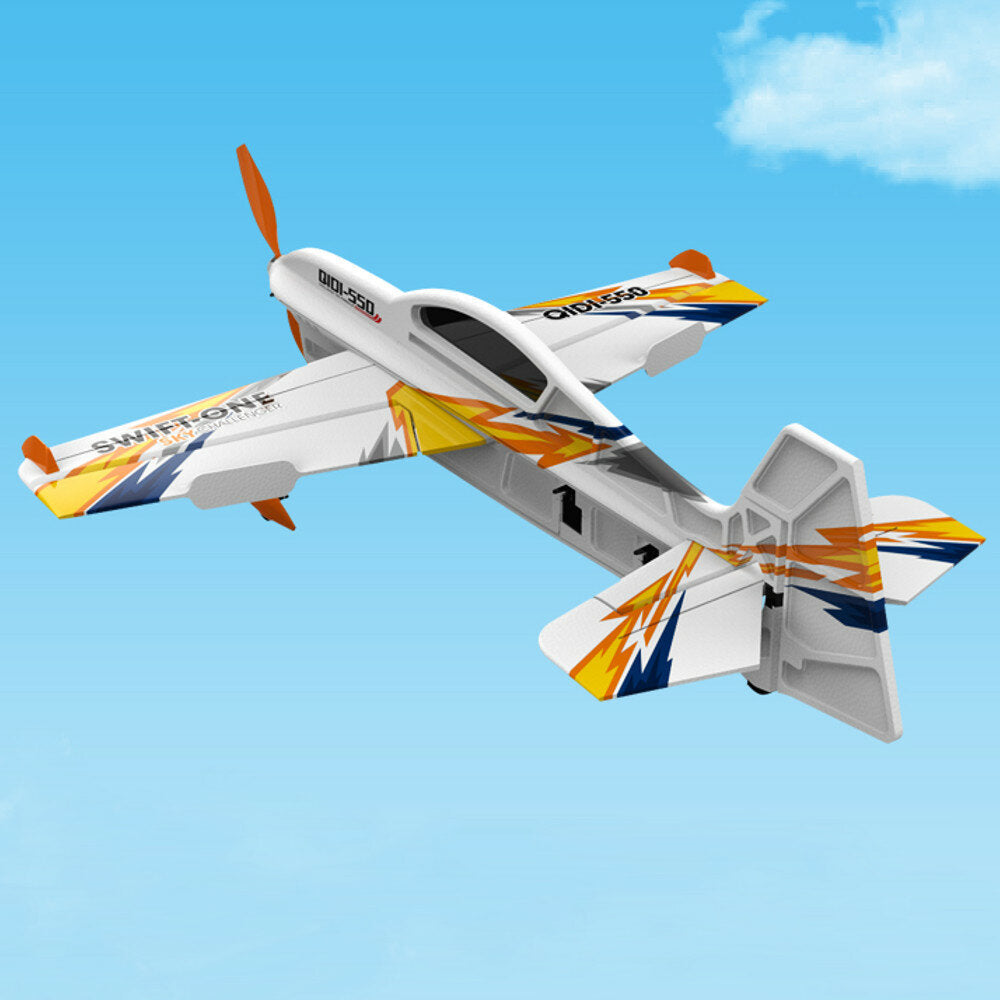 QIDI-550 SWIFT-ONE Sky Challenger 505mm Wingspan 2.4GHz 6CH EPP RC Airplane Glider with 6-axis Gyro 3D/6G Switchable One Key - Ready to Fly / Yellow