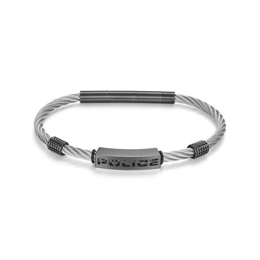Police Herren Armband Kette Edelstahl Schwarz 18 cm - Herrenarmband Kette Silber Schwarz - Armband Herren Stahlkette