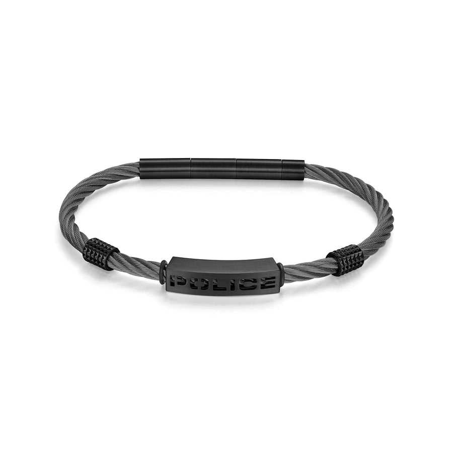 Police Herren Armband Edelstahl Schwarz 21cm - Herrenarmband Kette Leder Armband Herren
