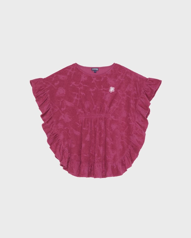 Vilebrequin - Girls Jacquard Roses Terry Poncho - Poncho - Granita - Red - Size 12/14