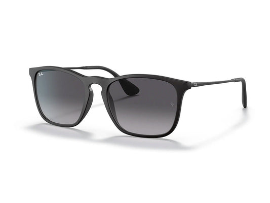 Ray - Ban RB4187 CHRIS 622/8G Man Sunglasses Injected Black Grey Squared Normal Shaded