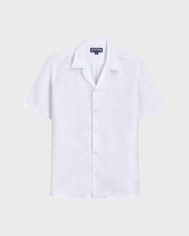 Vilebrequin - Men Short-sleeve Linen Shirt Solid - Shirt - Courbis - White - Size XXL
