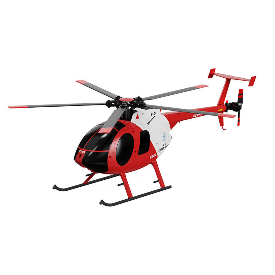 RC ERA C189 MD500 2.4G 4CH 1:28 UAV Altitude Hold Single Blade Flybarless RC Helicopter RTF - Red / With 1 battery
