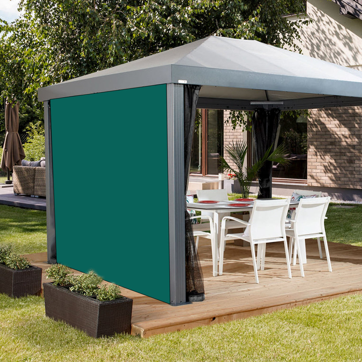 Water Resistant Gazebo Side Panel Plain Curtains Replacement Outdoor Pergola Privacy Panels - Green