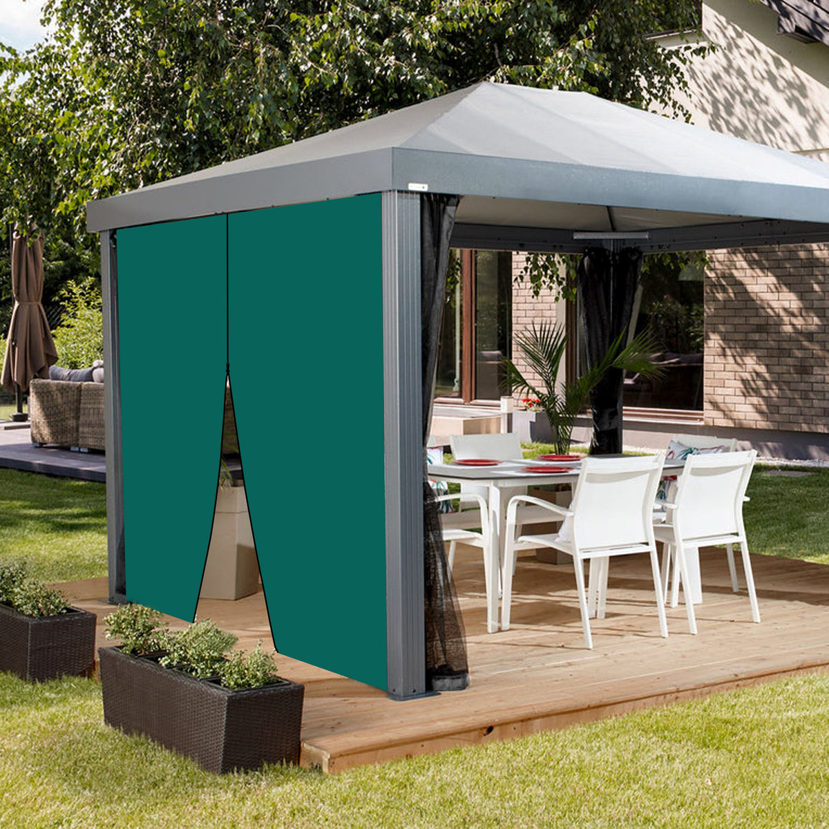Water Resistant Gazebo Side Panel Door Curtains Replacement Outdoor Pergola Privacy Panels - Green
