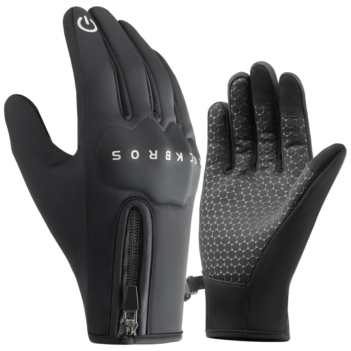 ROCKBROS Winter Fahrradhandschuhe mit Gel Gepolstert Touchscreen-fähig - M (Asiatisch EU S）