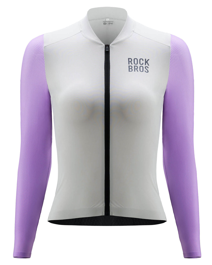 Damen Langarm-Radtrikot Fahrrad Jersey für MTB & Rennrad - Grau-Violett / S