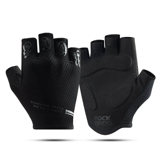 ROCKBROS Fahrrad Handschuhe Halbfinger rutschfest Stoßdämpfende Sommer - Schwarz / S