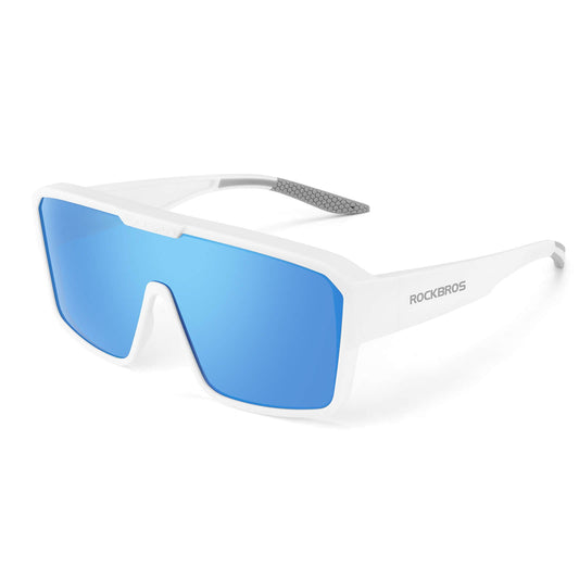 Polarisierte Überbrille für MTB und Rennrad - Blau-Rahmen weiß