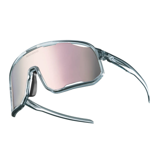 Polarisierte Unisex Fahrradbrille mit Wechsel-Nasenpads - Silber-Rosa