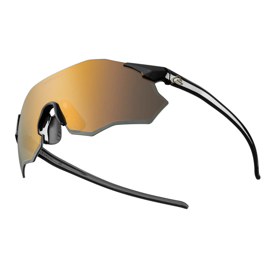 Fahrradbrille Verspiegelte Gläser UV400-Schutz Ohne Rahmen -SWIFT - Schwarz-Gold/Verspiegelte Gläser