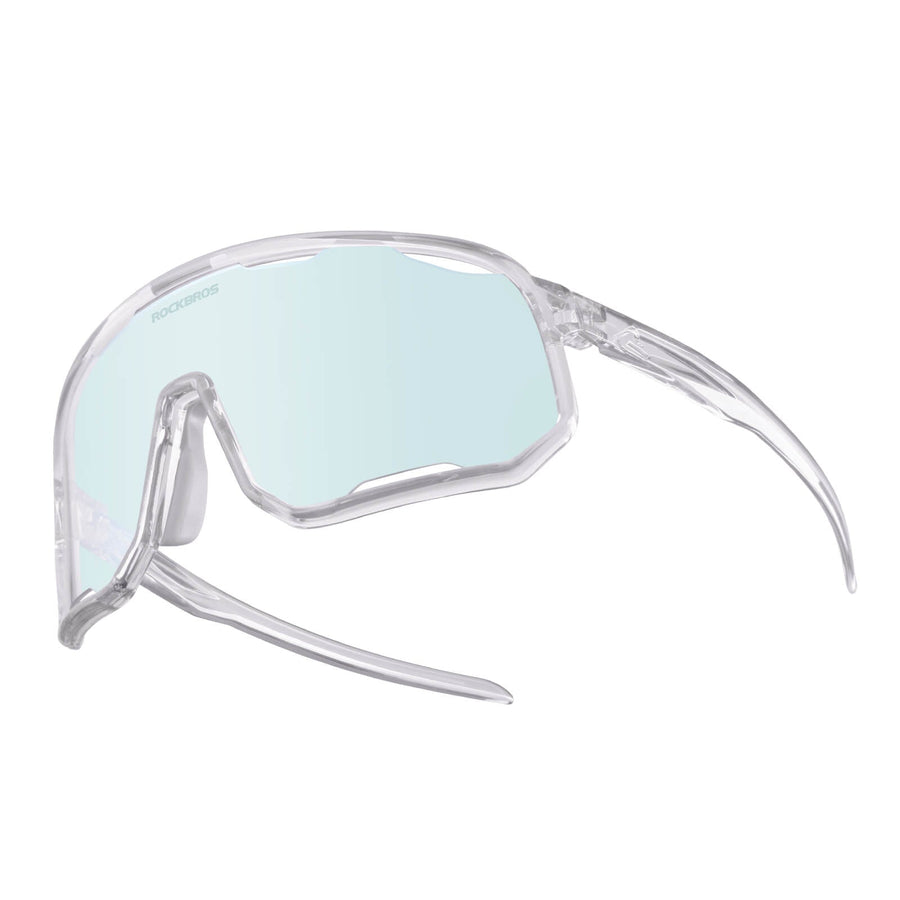 Selbsttönende Unisex Fahrradbrille mit Wechsel-Nasenpads - Transparent - Hellblau