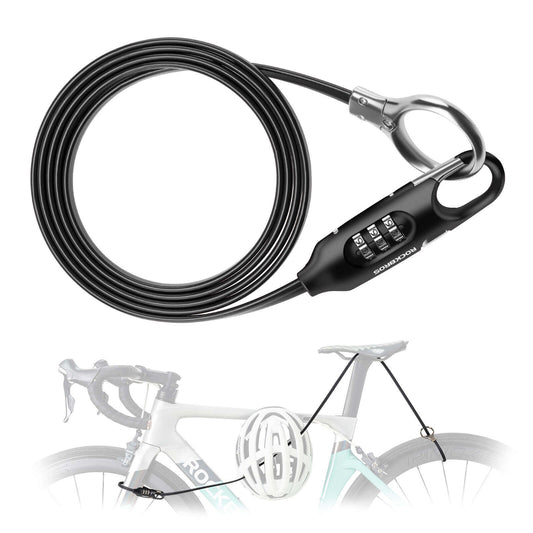 ROCKBROS Fahrradschloss Kabelschloss 150cm mit Zahlencode Anti-Diebstahl - Schwarz