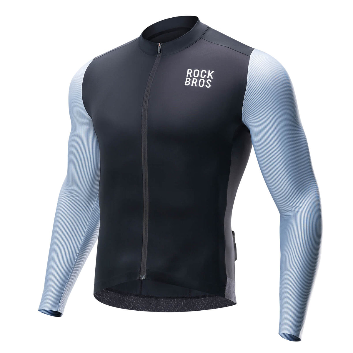 ROCKBROS Herren Langarm-Radtrikot Atmungsaktive Fahrrad Jersey Schnell Trocknend - Schwarz / M