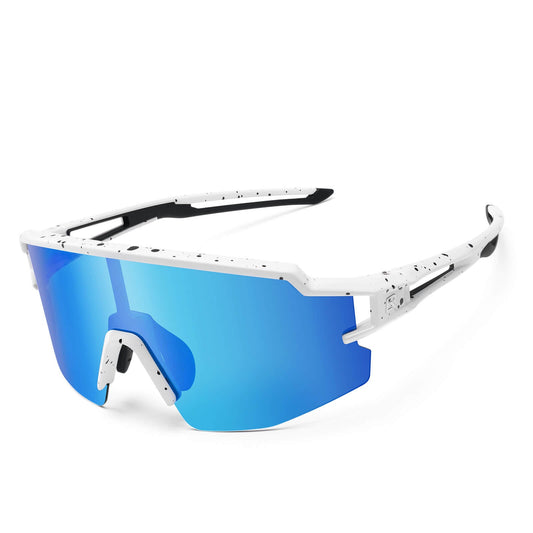 Polarisierte Sport- und Fahrradbrille für Kinder - Blau-Weiß