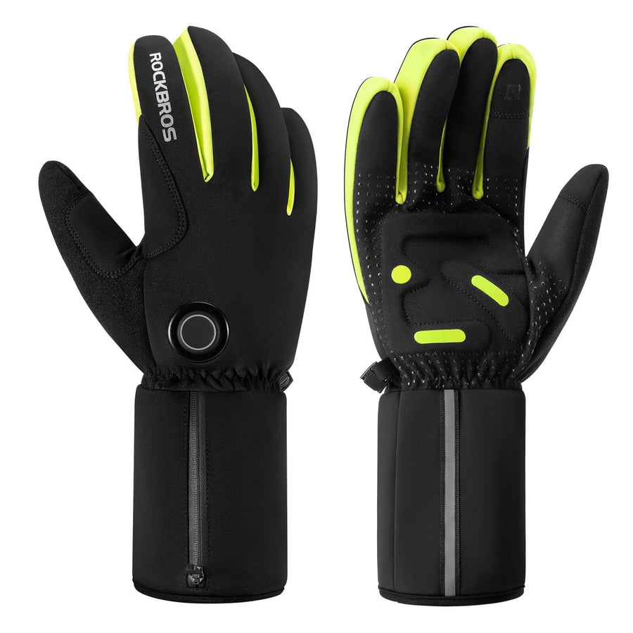 ROCKBROS Winter Beheizte Fahrradhandschuhe Touchscreen Handschuhe M-2XL - M
