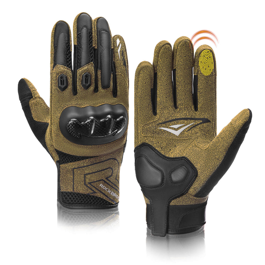 Winter Fahrradhandschuhe Atmungsaktiv Schlagfest Touchscreen Braun - S