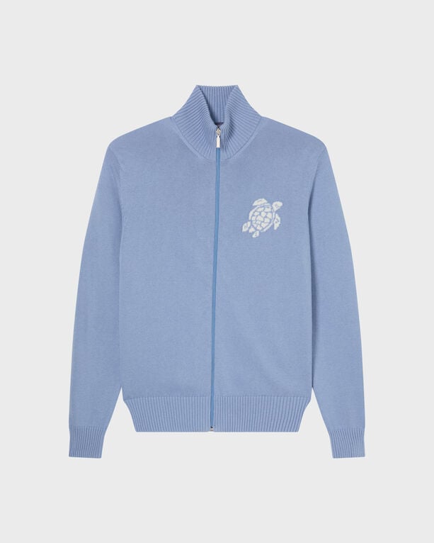 Vilebrequin - Men Cotton And Cashmere Full Zip Sweater Turtle - Pullover - Petrus - Blue - Size XL