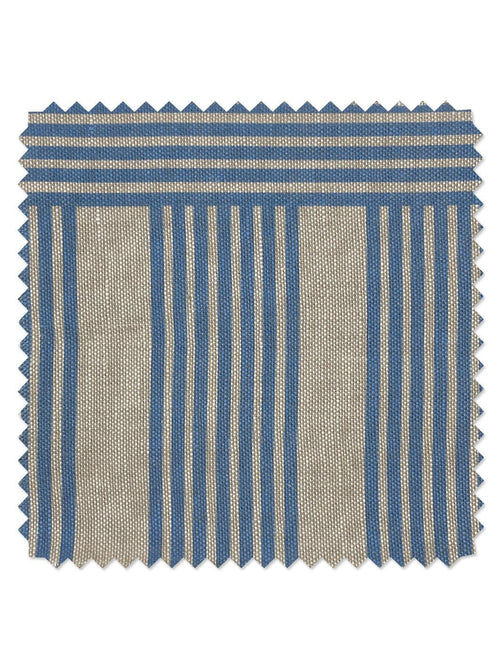 'Roman Holiday Grid' Fabric by Barbie™ - Blue - FLAX LINEN / YARD