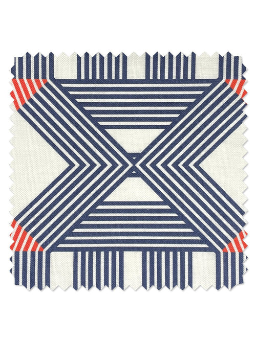'Roman Holiday Key' Linen Fabric by Barbie™ - Navy - LINEN / YARD