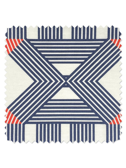 'Roman Holiday Key' Linen Fabric by Barbie™ - Navy - LINEN / YARD