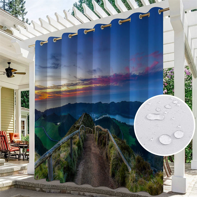 Aperturee Mountain Hiking Trails Waterproof Outdoor Curtains For Gazebo, W52in x L84in, 19.99 USD, printed outdoor curtains, S0D11656-S