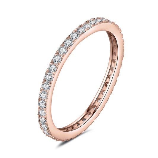D Color Moissanite 0.6Ct Eternity Wedding Band Ring in 925 Sterling Silver for a Timeless Elegance - Rose Gold Plated / 7