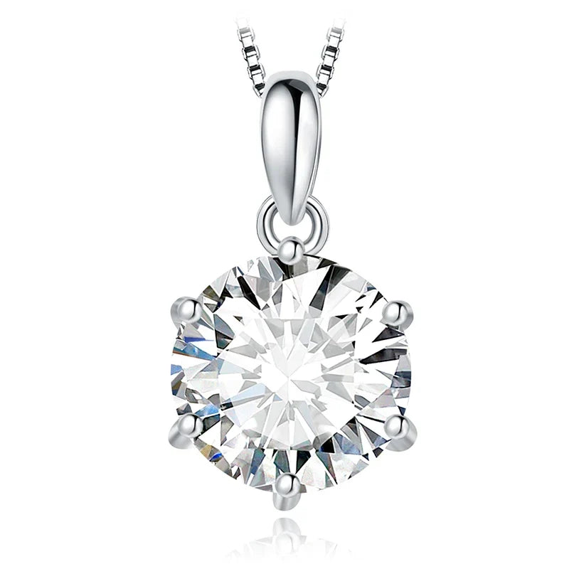 Elegant 1Ct Round Cut Moissanite Pendant Necklace in 925 Sterling Silver - A Perfect Gift for Any Occasion - 3Ct- Silver