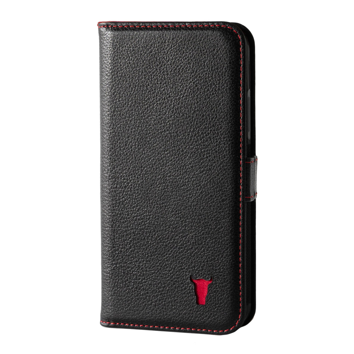 Samsung Galaxy S20 FE Leather Wallet Case (with Stand Function) - Black with Red Detail
