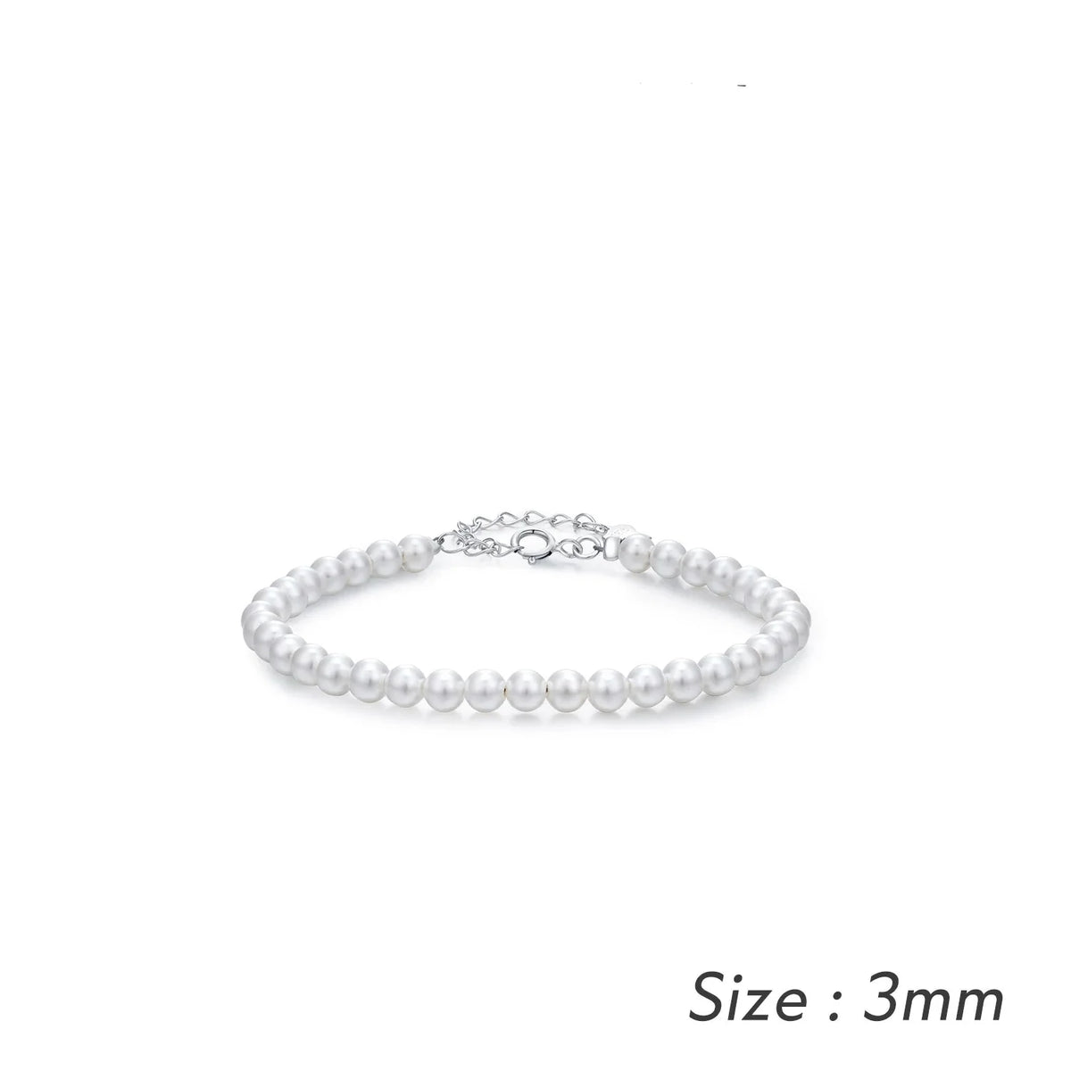 Elegantly Crafted 925 Sterling Silver Stackable Shell Pearl Bracelet - Perfect for Women's Parties and Fine Jewelry Collections - S7264-3Mm