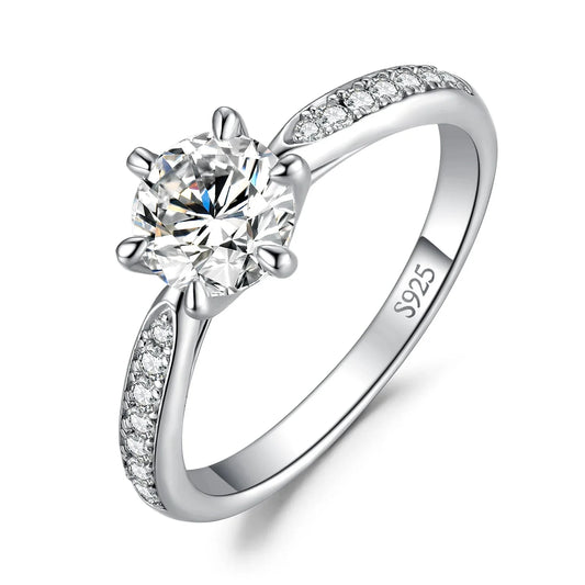 Exquisite 5A CZ Solitaire Classic 925 Sterling Silver Cocktail Ring - Perfect Engagement and Anniversary Gift for Women - 7