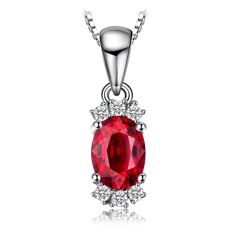 Elegant Oval Red Natural Garnet Pendant, Crafted in 925 Sterling Silver – A Stunning Fashion Statement for Women