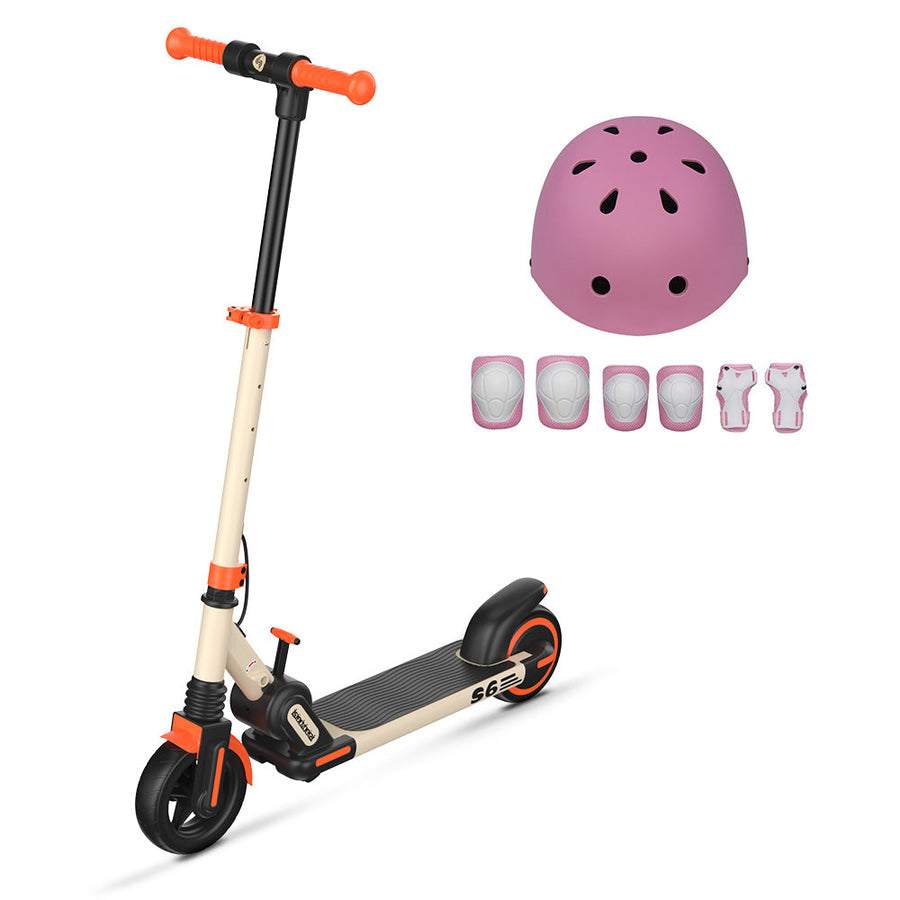 isinwheel S6 Electric Scooter For Kids With Helmet - Orange S6 with pink helmet
