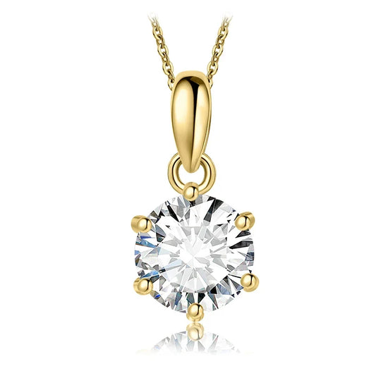 Elegant 1Ct Round Cut Moissanite Pendant Necklace in 925 Sterling Silver - A Perfect Gift for Any Occasion - 1Ct - Yellow